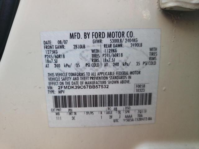 Photo 10 from auction – 2007 FORD EDGE SEL P with VIN 2FMDK39C67BB57532