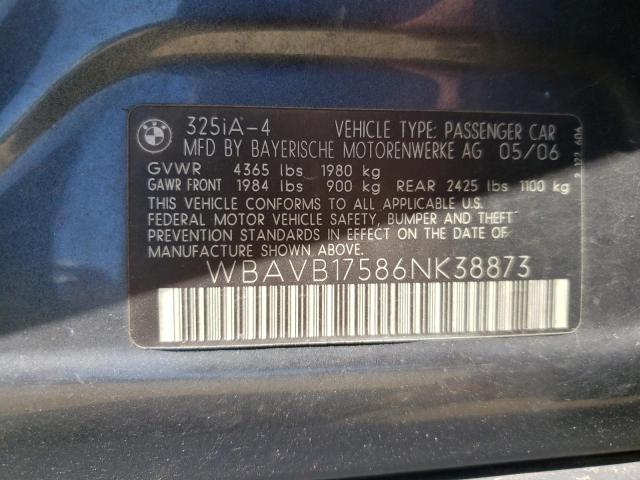 Photo 10 from auction – 2006 BMW 325 I AUTO with VIN WBAVB17586NK38873