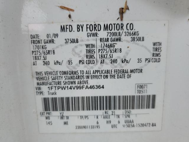 Photo 10 from auction – 2009 FORD F150 SUPER with VIN 1FTPW14V99FA46364