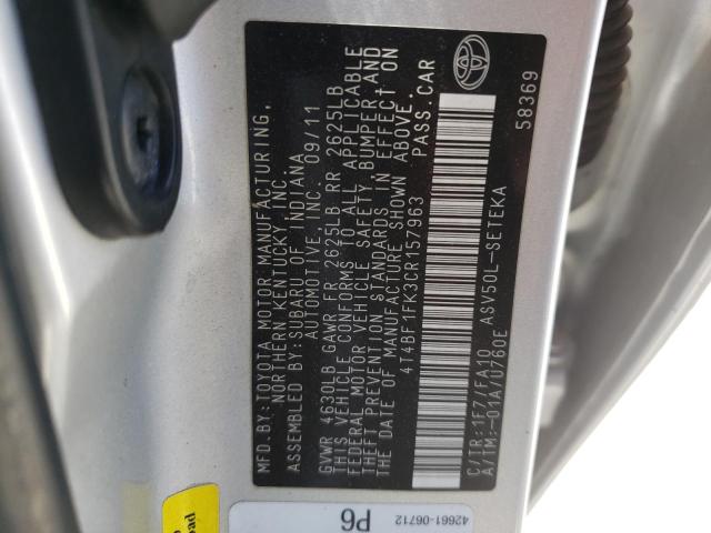 Photo 10 from auction – 2012 TOYOTA CAMRY BASE with VIN 4T4BF1FK3CR157963