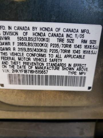 Photo 10 from auction – 2006 HONDA PILOT EX with VIN 2HKYF18716H515657