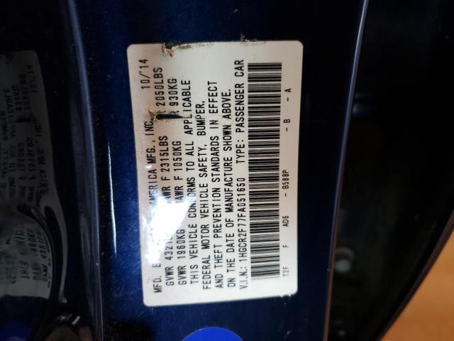 Photo 10 from auction – 2015 HONDA ACCORD EX with VIN 1HGCR2F77FA051650