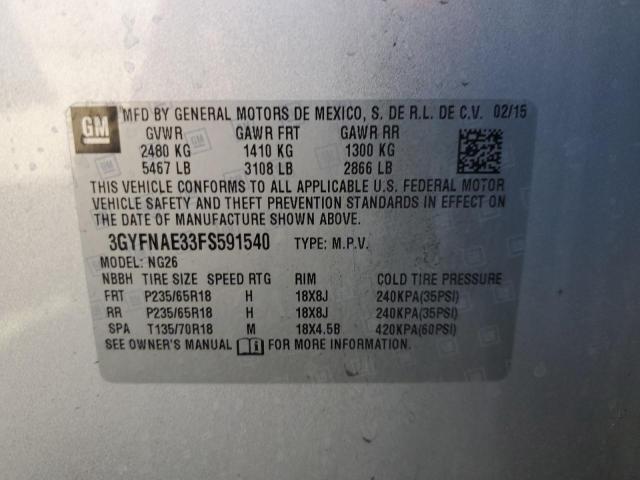 Photo 10 from auction – 2015 CADILLAC SRX with VIN 3GYFNAE33FS591540