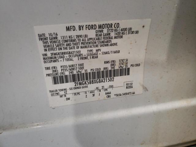 Photo 10 from auction – 2016 FORD FLEX SE with VIN 2FMGK5B8XGBA21502