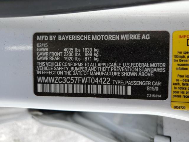 Photo 10 from auction – 2015 MINI COOPER S C with VIN WMWZC3C57FWT04422