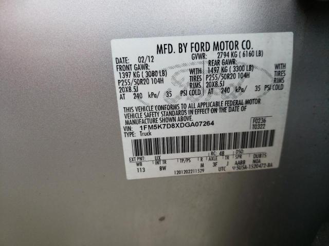 Photo 10 from auction – 2013 FORD EXPLORER X with VIN 1FM5K7D8XDGA07264
