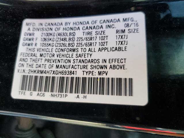 Photo 10 from auction – 2016 HONDA CR-V EXL with VIN 2HKRM4H7XGH693841