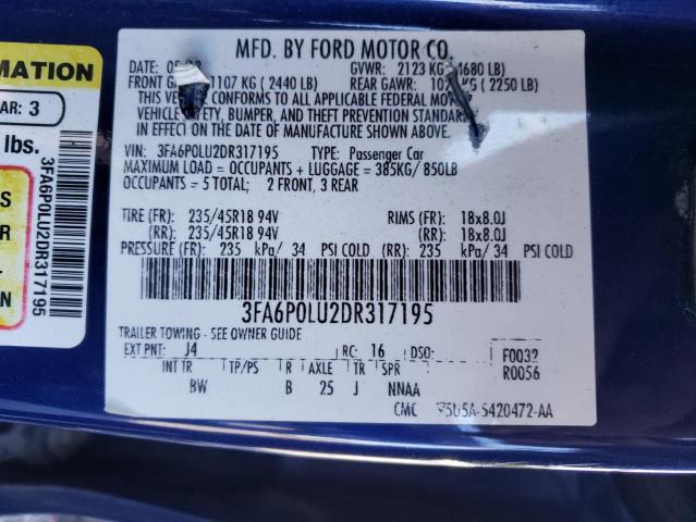Photo 10 from auction – 2013 FORD FUSION SE with VIN 3FA6P0LU2DR317195