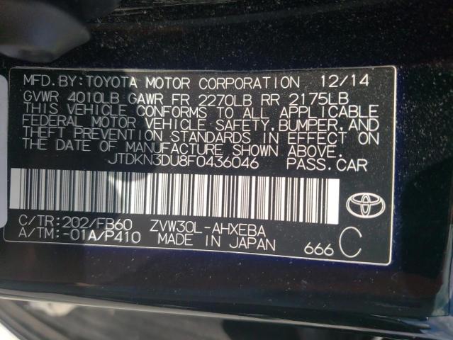 Photo 10 from auction – 2015 TOYOTA PRIUS with VIN JTDKN3DU8F0436046