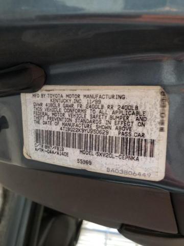 Photo 10 from auction – 2000 TOYOTA CAMRY CE with VIN 4T1BG22K9YU950629