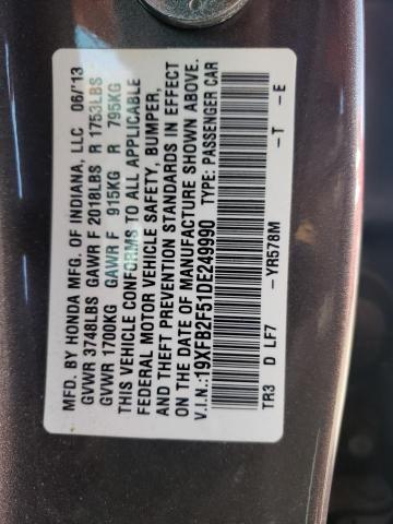 Photo 10 from auction – 2013 HONDA CIVIC LX with VIN 19XFB2F51DE249990