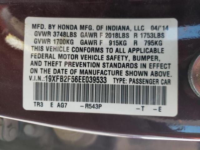 Photo 10 from auction – 2014 HONDA CIVIC LX with VIN 19XFB2F56EE039533