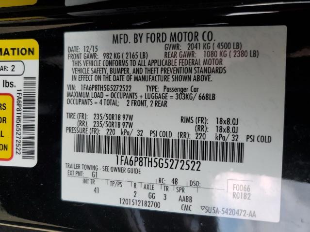 Photo 10 from auction – 2016 FORD MUSTANG with VIN 1FA6P8TH5G5272522