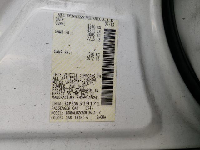 Photo 10 from auction – 2013 NISSAN ALTIMA 2.5 with VIN 1N4AL3AP2DN519171
