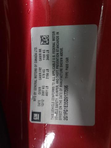 Photo 10 from auction – 2013 CHEVROLET CAMARO LT with VIN 2G1FG1E35D9177596