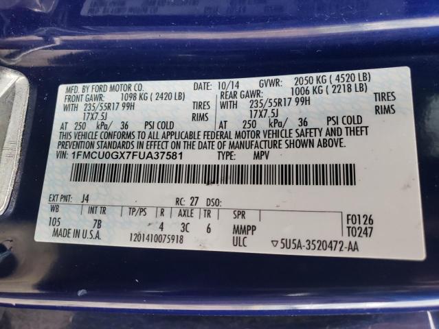 Photo 10 from auction – 2015 FORD ESCAPE SE with VIN 1FMCU0GX7FUA37581