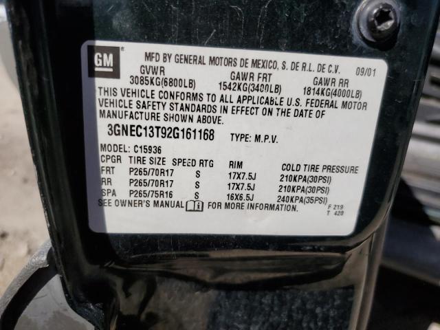 Photo 10 from auction – 2002 CHEVROLET AVALANCHE with VIN 3GNEC13T92G161168