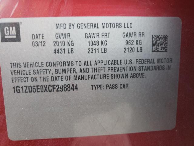 Photo 10 from auction – 2012 CHEVROLET MALIBU 2LT with VIN 1G1ZD5E0XCF298844