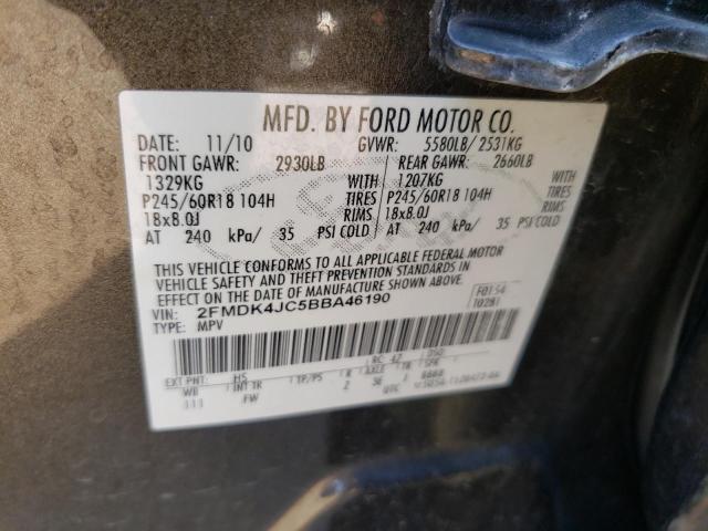Photo 10 from auction – 2011 FORD EDGE SEL with VIN 2FMDK4JC5BBA46190
