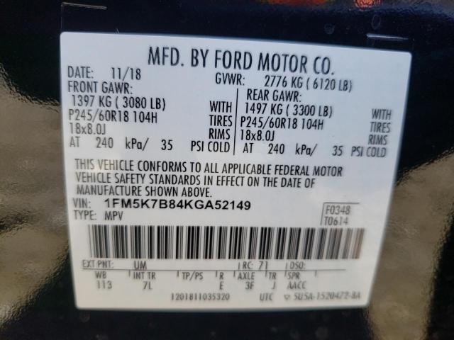 Photo 10 from auction – 2019 FORD EXPLORER with VIN 1FM5K7B84KGA52149