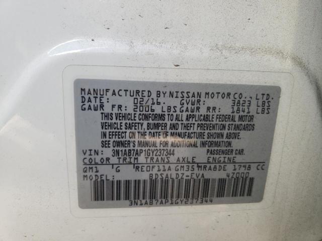 Photo 10 from auction – 2016 NISSAN SENTRA S with VIN 3N1AB7AP1GY237344