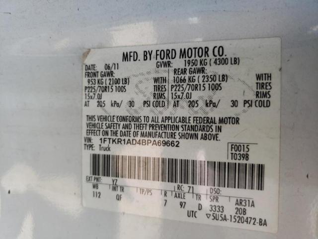 Photo 10 from auction – 2011 FORD RANGER with VIN 1FTKR1AD4BPA69662
