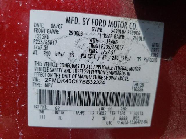 Photo 10 from auction – 2007 FORD EDGE SE with VIN 2FMDK46C67BB32334