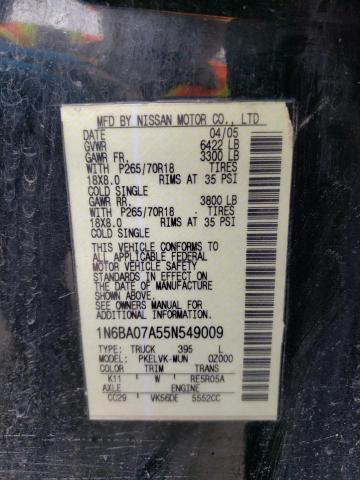 Photo 10 from auction – 2005 NISSAN TITAN with VIN 1N6BA07A55N549009