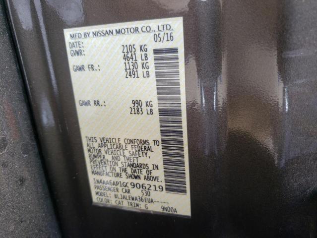 Photo 10 from auction – 2016 NISSAN MAXIMA 3.5 with VIN 1N4AA6AP1GC906219