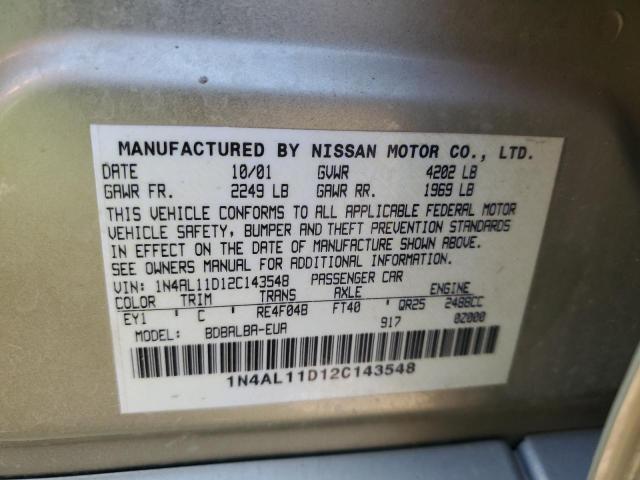 Photo 10 from auction – 2002 NISSAN ALTIMA BAS with VIN 1N4AL11D12C143548