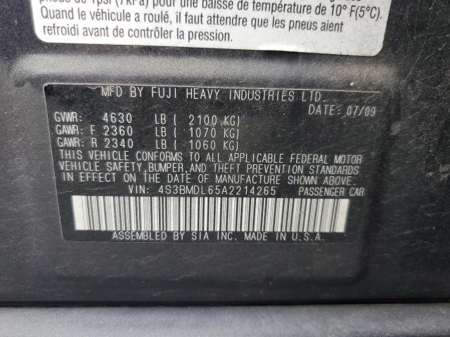 Photo 10 from auction – 2010 SUBARU LEGACY 3.6 with VIN 4S3BMDL65A2214265
