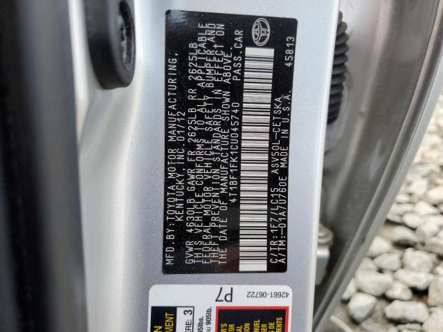 Photo 10 from auction – 2012 TOYOTA CAMRY BASE with VIN 4T1BF1FK1CU045740