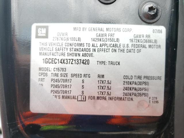 Photo 10 from auction – 2007 CHEVROLET SILVERADO with VIN 1GCEC14X37Z137420