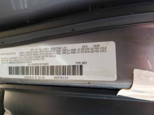Photo 10 from auction – 2008 SUBARU OUTBACK with VIN 4S4BP60C087360823
