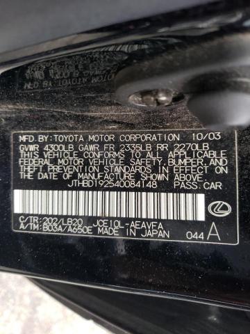 Photo 10 from auction – 2004 LEXUS IS 300 with VIN JTHBD192540084148