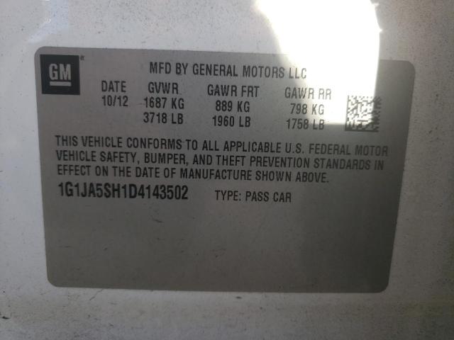 Photo 10 from auction – 2013 CHEVROLET SONIC LS with VIN 1G1JA5SH1D4143502