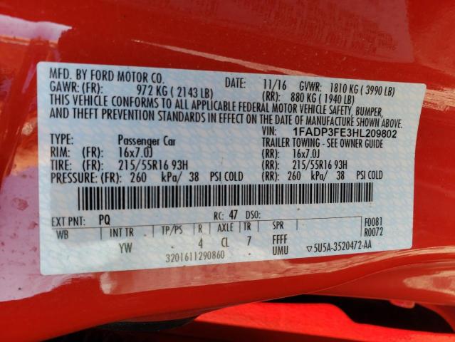 Photo 10 from auction – 2017 FORD FOCUS SE with VIN 1FADP3FE3HL209802