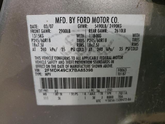 Photo 10 from auction – 2007 FORD EDGE SEL P with VIN 2FMDK49CX7BA85398