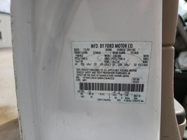 Photo 10 from auction – 2008 FORD ESCAPE XLT with VIN 1FMCU03128KC64032