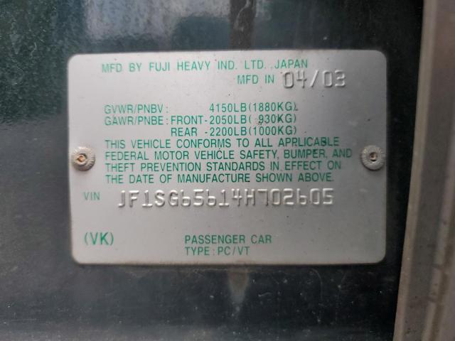 Photo 10 from auction – 2004 SUBARU FORESTER 2 with VIN JF1SG65614H702605