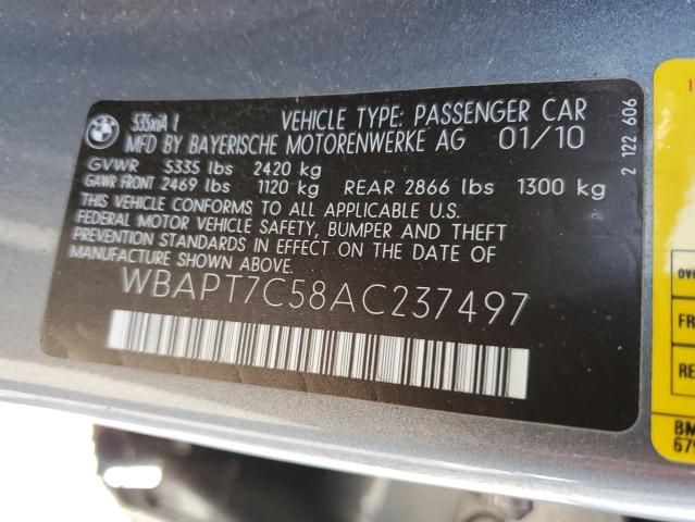 Photo 10 from auction – 2010 BMW 535 XI with VIN WBAPT7C58AC237497