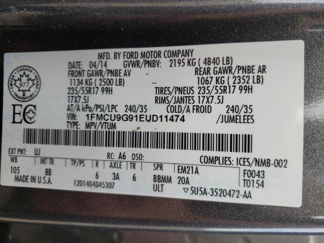 Photo 10 from auction – 2014 FORD ESCAPE SE with VIN 1FMCU9G91EUD11474