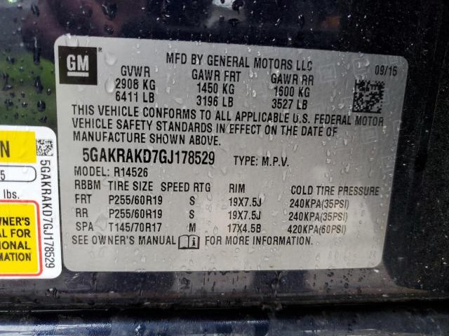 Photo 10 from auction – 2016 BUICK ENCLAVE with VIN 5GAKRAKD7GJ178529