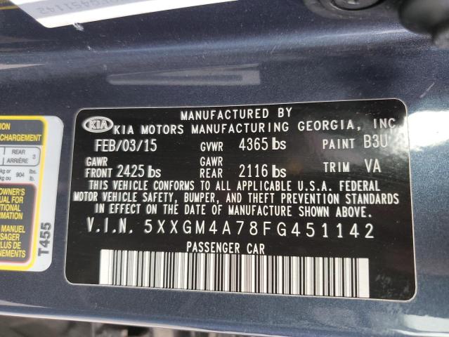 Photo 10 from auction – 2015 KIA OPTIMA LX with VIN 5XXGM4A78FG451142
