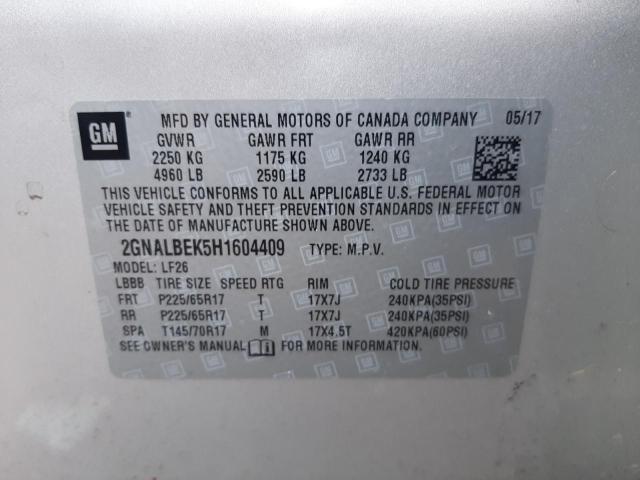 Photo 10 from auction – 2017 CHEVROLET EQUINOX LS with VIN 2GNALBEK5H1604409