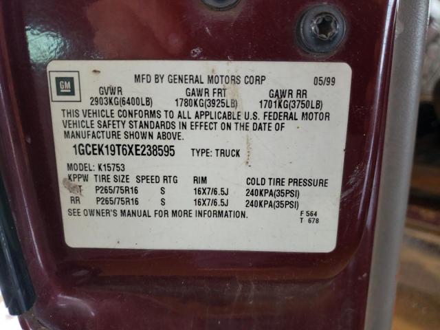 Photo 10 from auction – 1999 CHEVROLET SILVERADO with VIN 1GCEK19T6XE238595