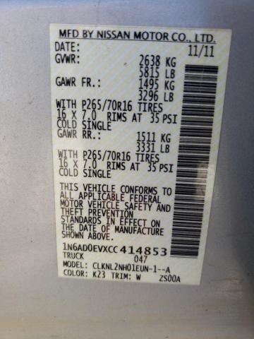 Photo 10 from auction – 2012 NISSAN FRONTIER S with VIN 1N6AD0EVXCC414853