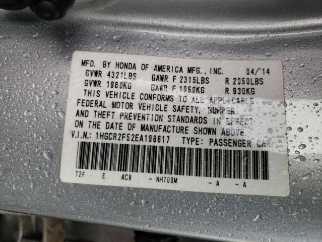Photo 10 from auction – 2014 HONDA ACCORD SPO with VIN 1HGCR2F52EA198617