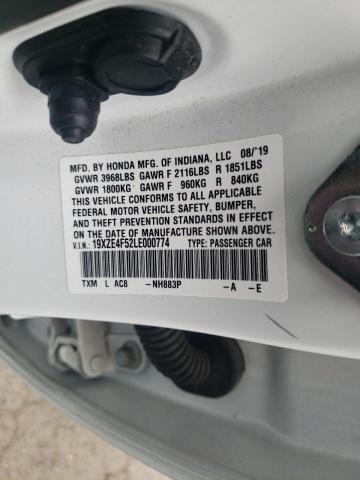 Photo 10 from auction – 2020 HONDA INSIGHT EX with VIN 19XZE4F52LE000774