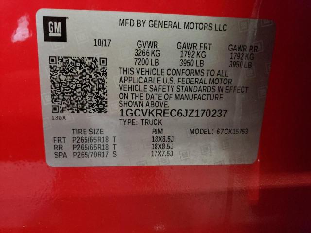 Photo 10 from auction – 2018 CHEVROLET SILVERADO with VIN 1GCVKREC6JZ170237